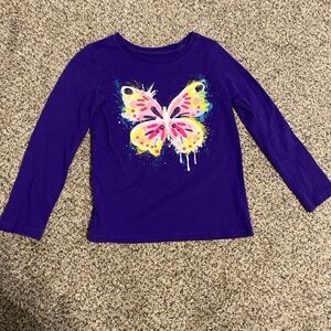 The Children's Place Purple Long Sleeve Shirt with Colorful Butterfly